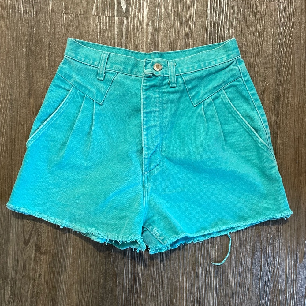 Vintage Wrangler High-Waisted Turquoise Denim Shorts